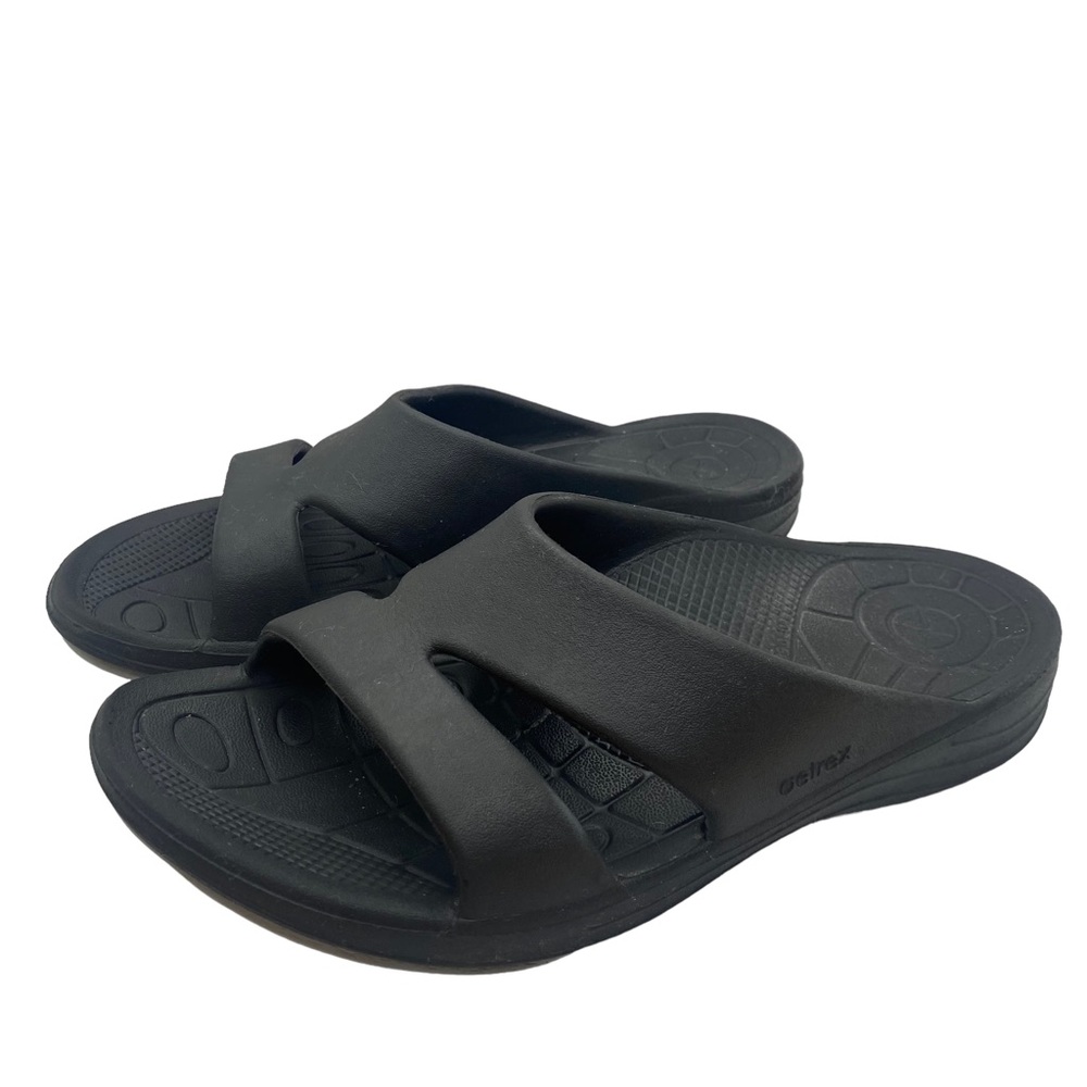 Aetrex Womens Black Lynco Bali Slides US 7 Foam Orthopedic Flip Flop Sandal